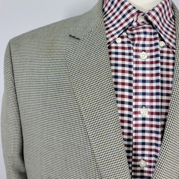 Michael‎ Kors Men's Sport Coat Blazer Two Button Houndstooth Poly Blend 48S